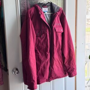 Columbia Omni Heat Burgundy Hooded Winter Jacket Men’s XXL Snowboarding
